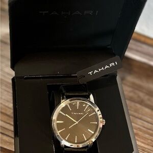 Tahari Men’s Analog Quartz Watch with Black Strap, BNWT in Gift Box